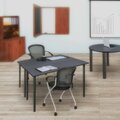 Regency Kee Folding Tables, 48 W, 24 L, 29 H, Wood, Metal Top, Grey MTF4824GYBK